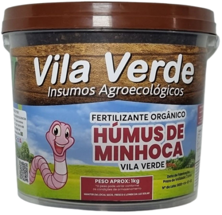 Fertilizante Orgânico Húmus de minhoca Vila Verde balde com 1kg Linha Premium