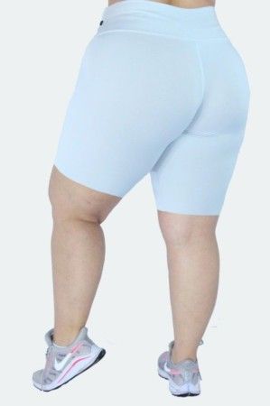 Shorts Suplex Poliamida Cós Alto Branco - Plus Size