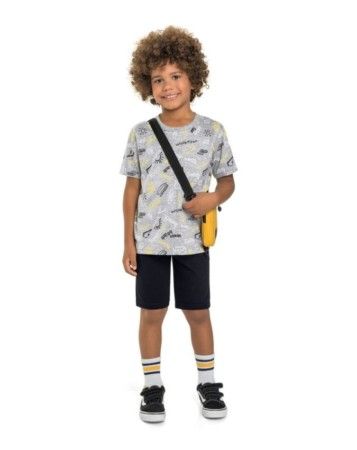 Camiseta Infantil Menino de Malha com Estampa de Verão