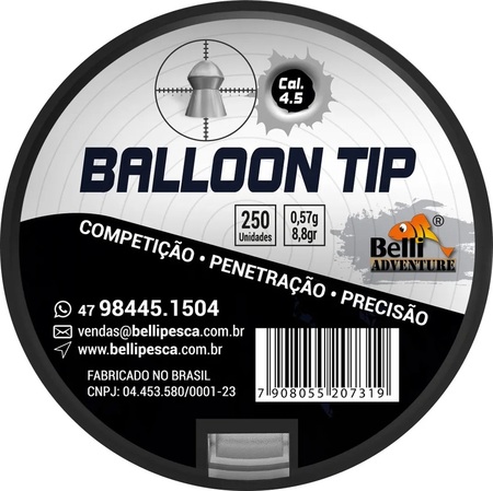 Chumbinho Balloon Tip 4,5mm 250 Un Precisão Perfuração
