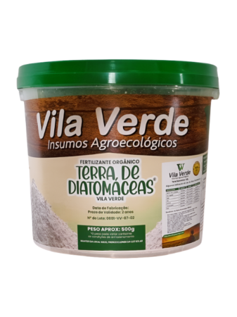 Fertilizante Orgânico Terra de Diatomáceas Vila Verde balde com 500g Linha Premium
