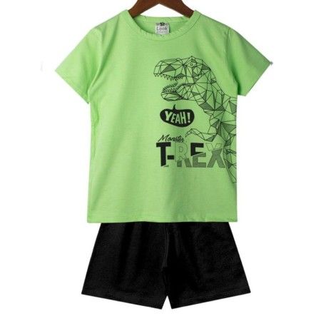 Conjunto Infantil Menino Camiseta T-Rex e Shorts Preto - Magia Baby