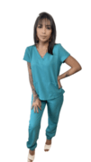 Pijama Cirúrgico feminino com calça jogger - cor verde esmeralda