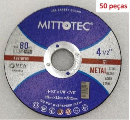 Disco corte 4.5"  3.2mm dis0217 mittotec - cx 50 pcs