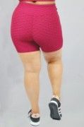 Shorts Bolha Suplex Fitness Cós Alto Compressão Rosa (Plus Size)