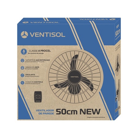 VENTILADOR OSC PAREDE 50CM GR ACO PRETO VENTISOL