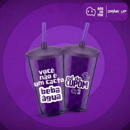 Copo Twister + Tampa e Canudo Tradicional - 100 Unid. - Drink Up