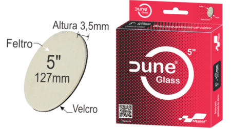 Boina para Polimento de Vidros Dune Glass 5" Feltro e Velcro 127mm x 3,5mm