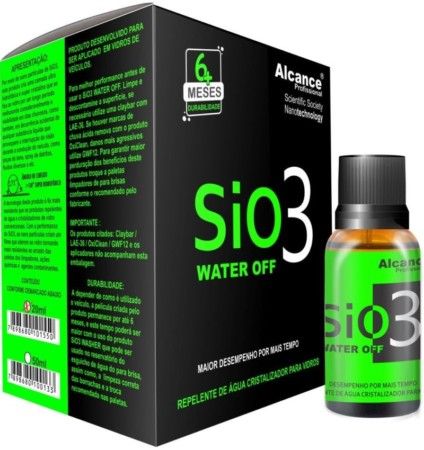 Sio3 Water Off Cristalizador para Vidros Repelente de Água 20ml
