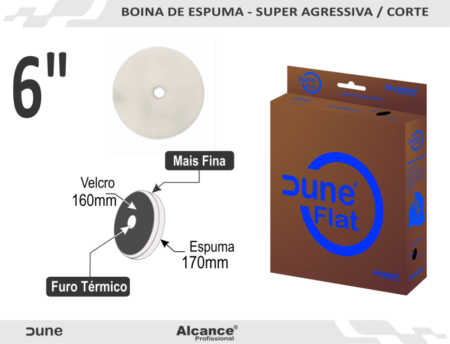 Boina Flat de Espuma Dune 6" Processo de Corte Super Agressiva - 150mm X 165mm