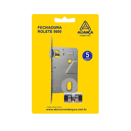 FECHADURA ROLETE F-5600/20 EM BLISTER CROMADO ESCOVADO