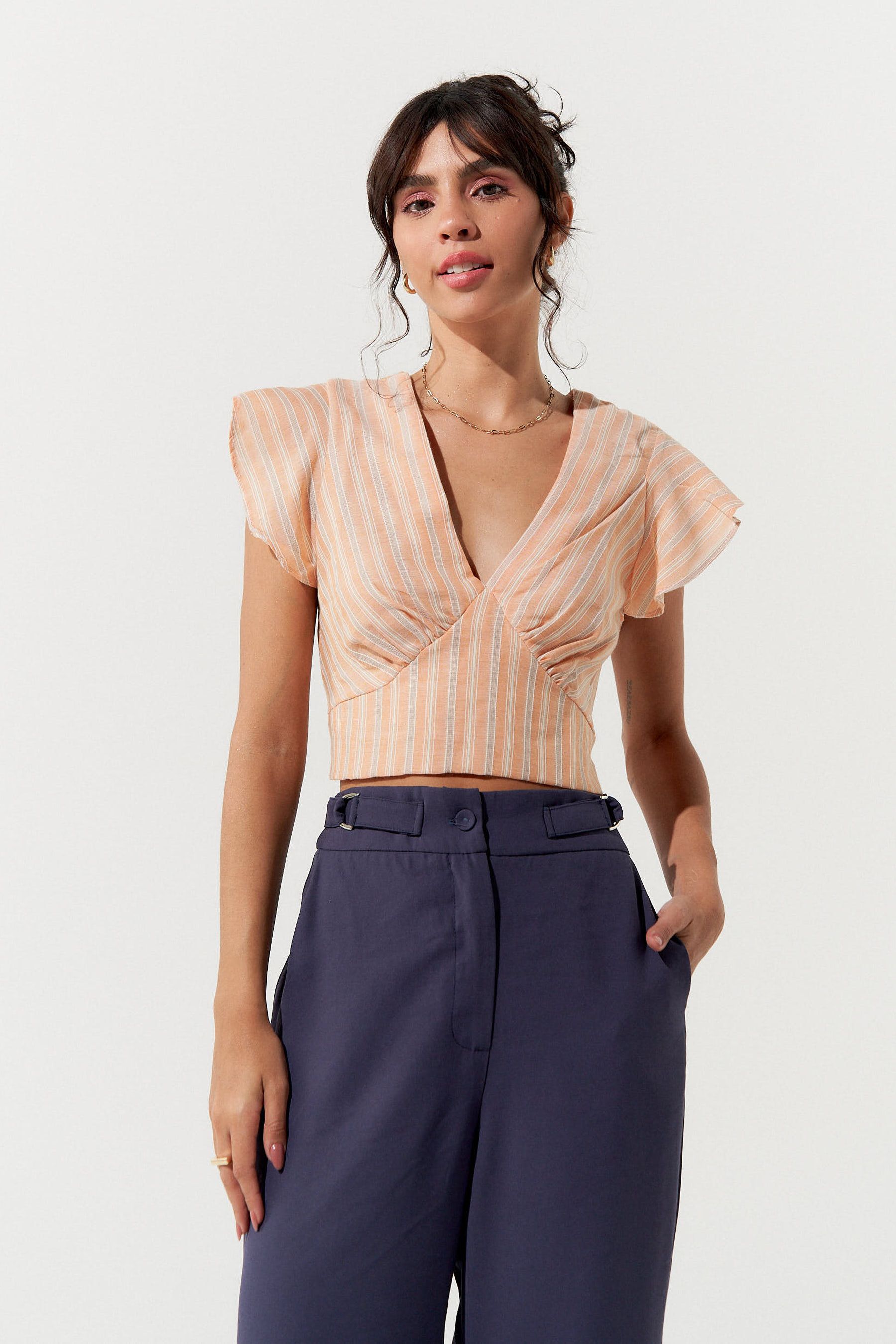 Blusa cropped veneza laranja