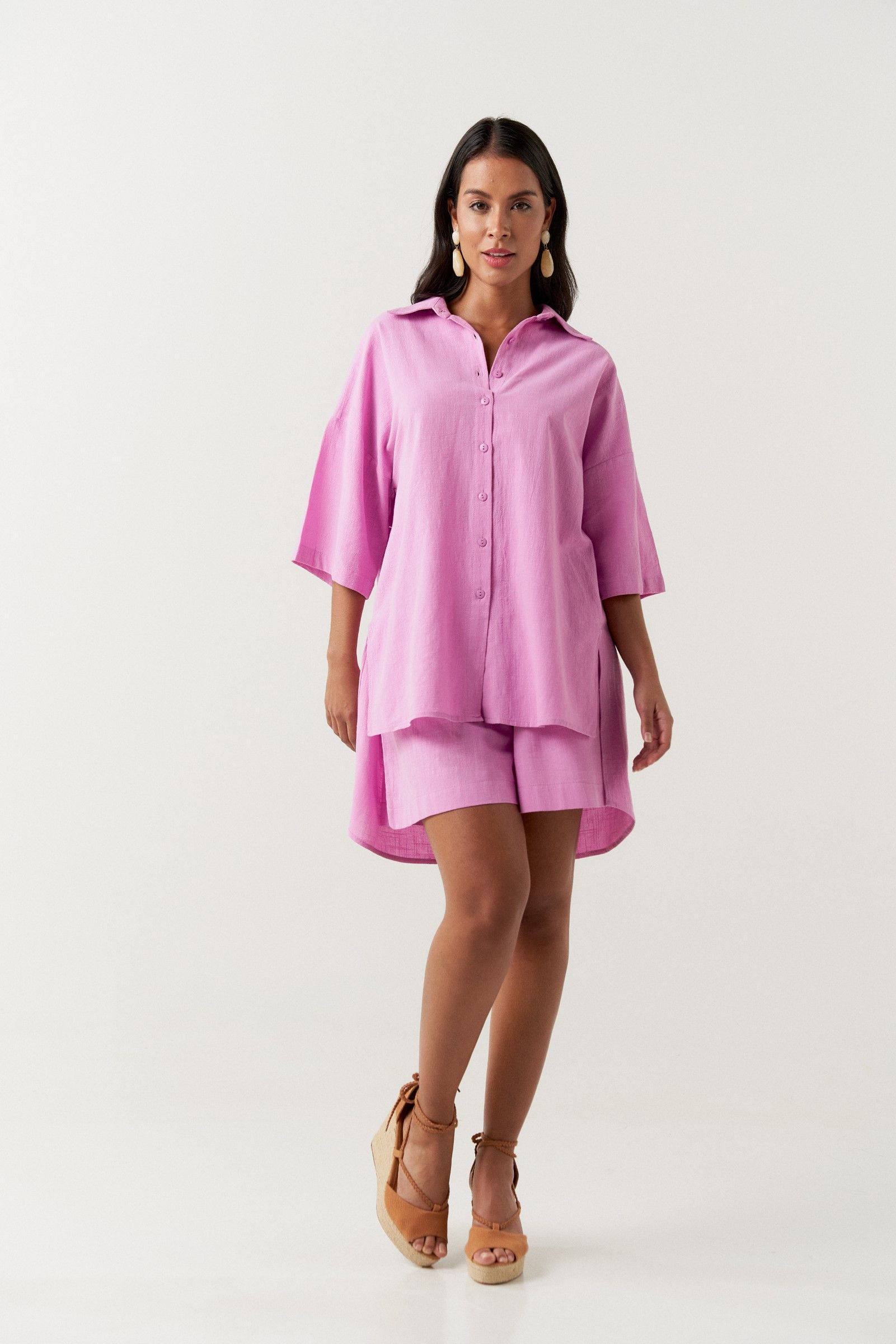 Camisa Oversize Grace Cotton Rosa