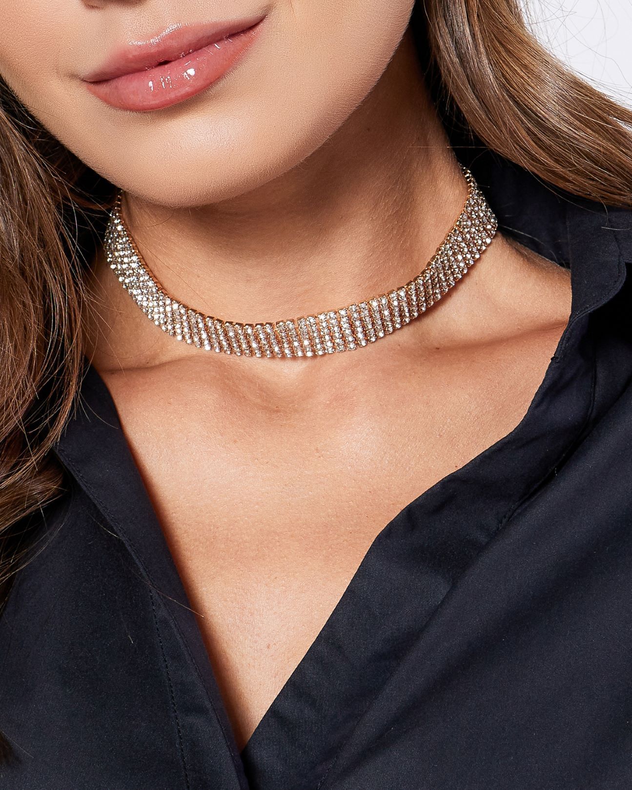 Chocker Metal Strass Larga