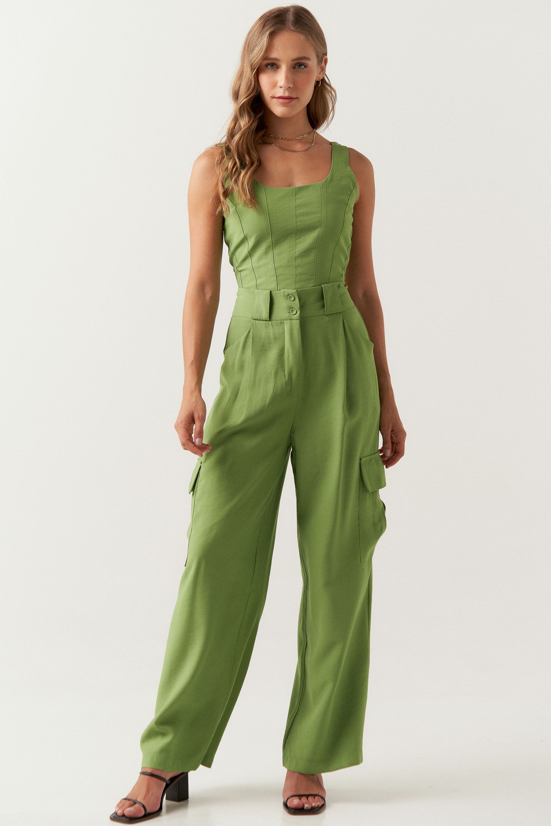 Calça pantalona modern cargo verde