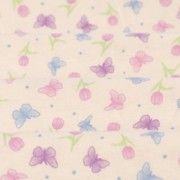 Meia Malha 30X1 Penteado Estampado -   Tulipas ao Vento Fundo Champagne