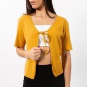 Molde Blusa Twinset Manga Curta Com Amarração - Feminino