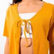 Molde Blusa Twinset Manga Curta Com Amarração - Feminino