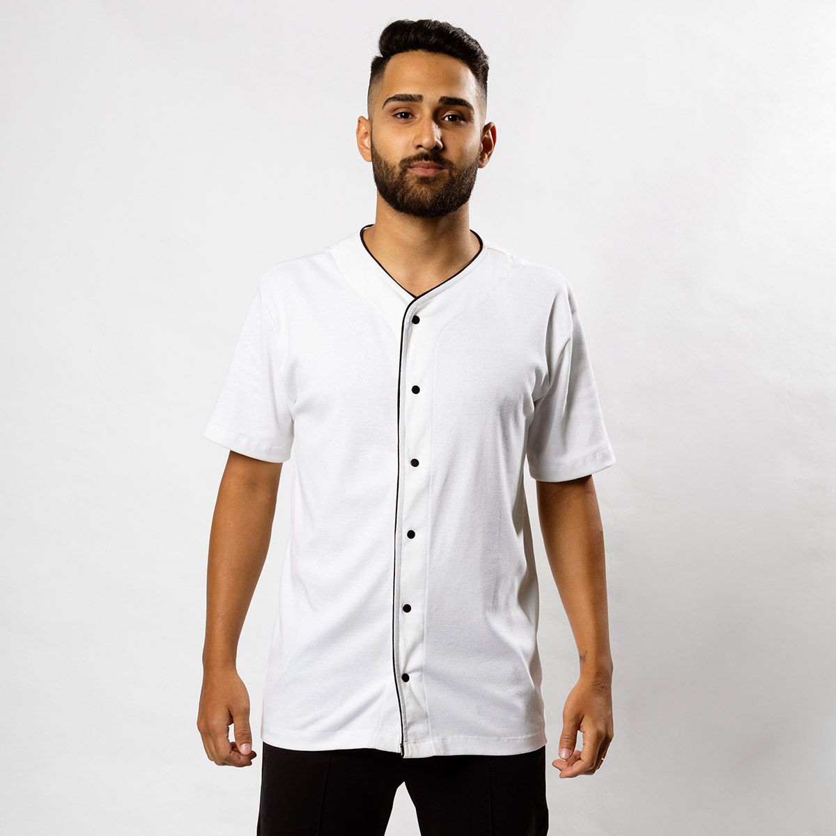 Molde Camisa Aberta com Botões e Filete Contrastante - Masculino
