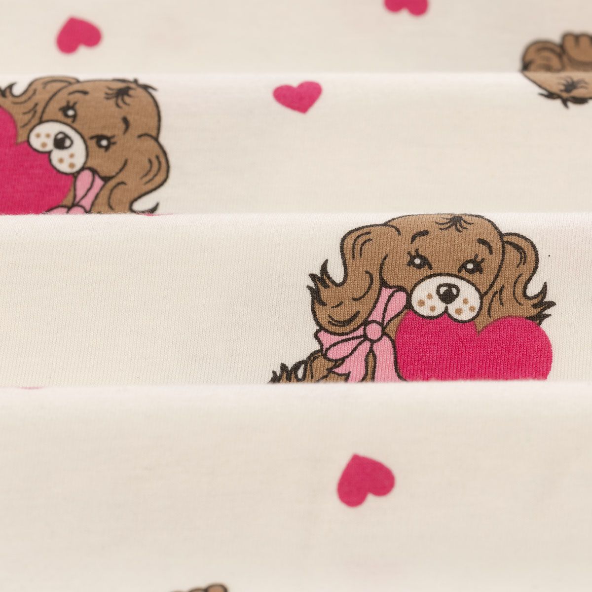 Meia Malha 30X1 Penteado Estampado - Pet Lovers Fundo Champagne