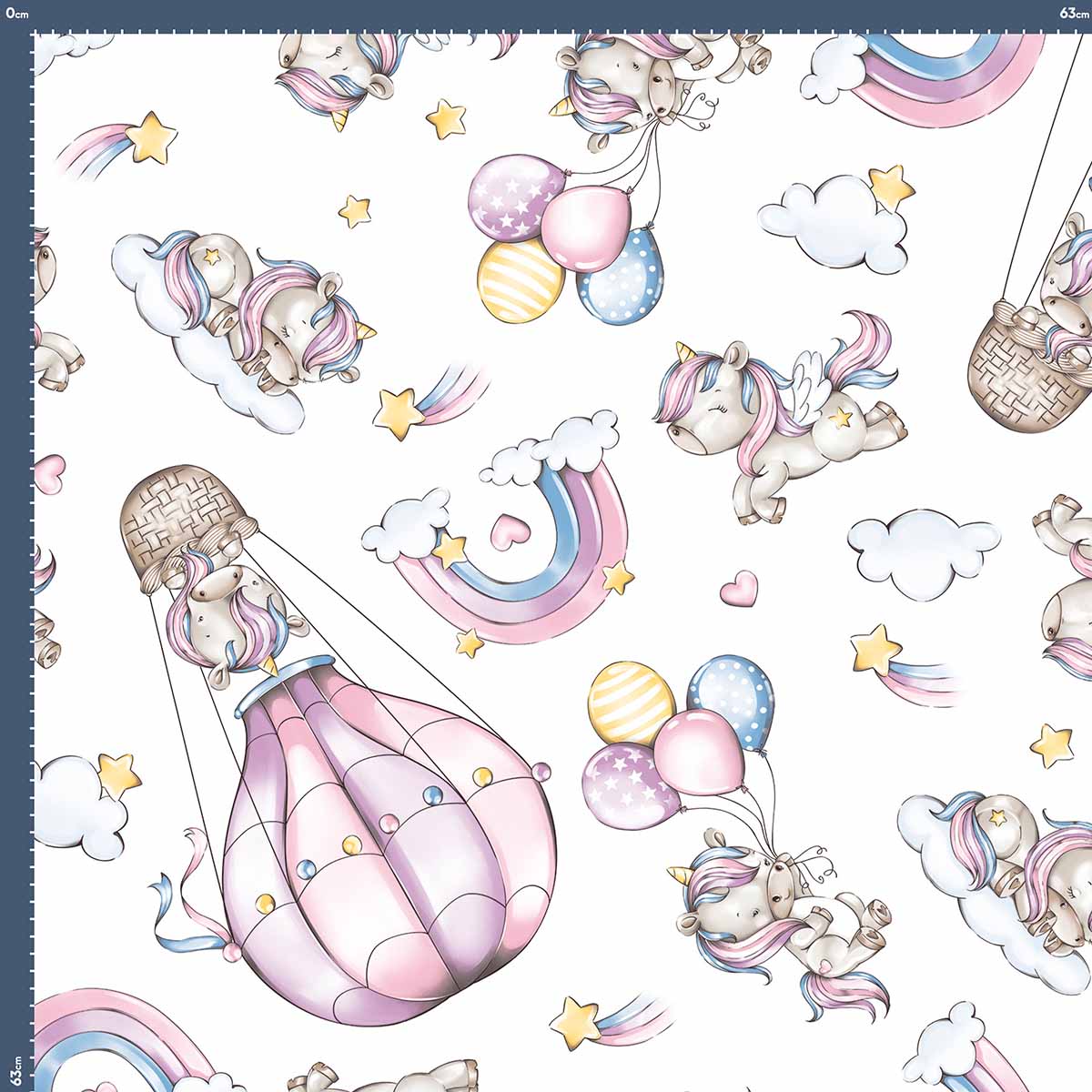 Malha King Size Estampada 30X1 Penteada -   Balão dos Sonhos Fundo Champagne