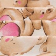 Malha King Size Estampada 30X1 Penteada -   Doce Ursa Fundo Champagne