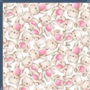 Malha King Size Estampada 30X1 Penteada -   Doce Ursa Fundo Champagne