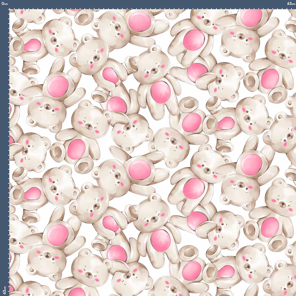 Malha King Size Estampada 30X1 Penteada -   Doce Ursa Fundo Champagne