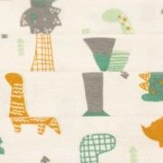 Meia Malha 30X1 Penteado Estampado -   Dino Fundo Champagne