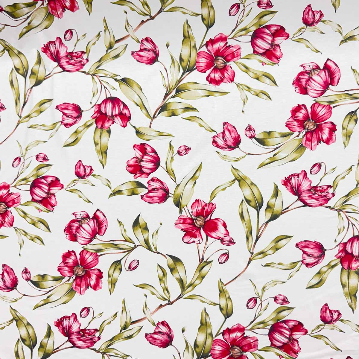 Malha King Size Estampada 30X1 Penteada -   Floral Astromélia Fundo Champagne