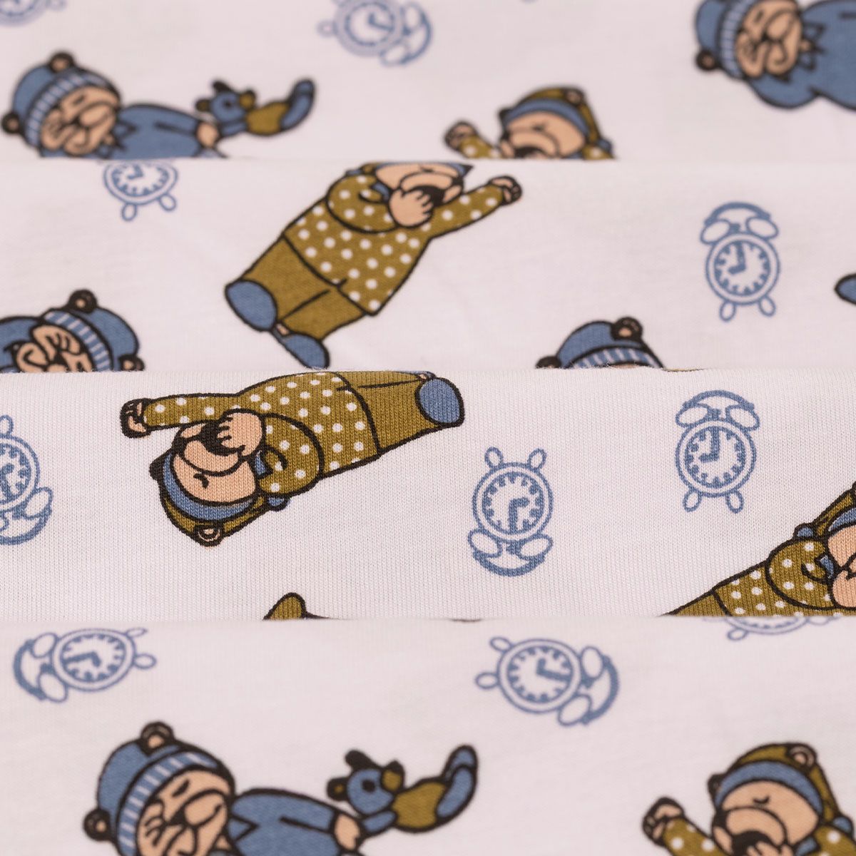 Meia Malha 30X1 Penteado Estampado -   Soneca Fundo Branco