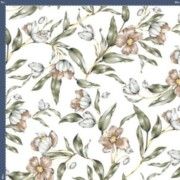 Malha King Size Estampada 30X1 Penteada -   Amor Perfeito Fundo Champagne