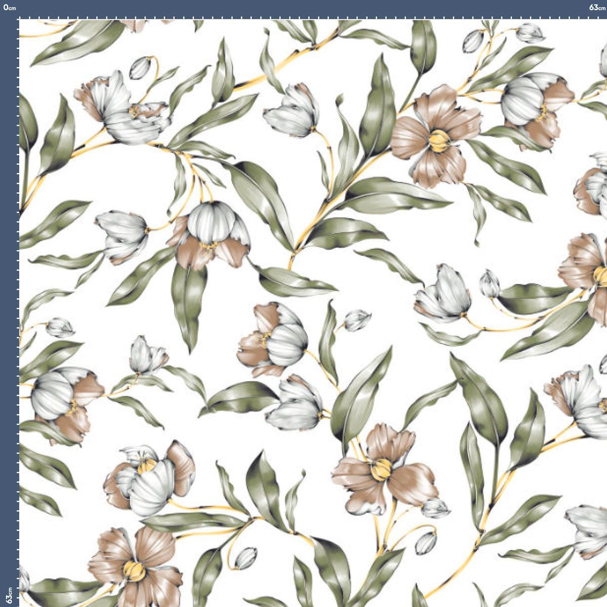 Malha King Size Estampada 30X1 Penteada -   Amor Perfeito Fundo Champagne