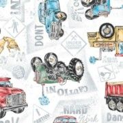 Malha King Size Estampada 30X1 Penteada -   Trator Fundo Champagne