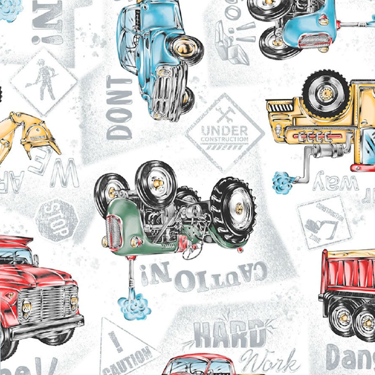 Malha King Size Estampada 30X1 Penteada -   Trator Fundo Champagne