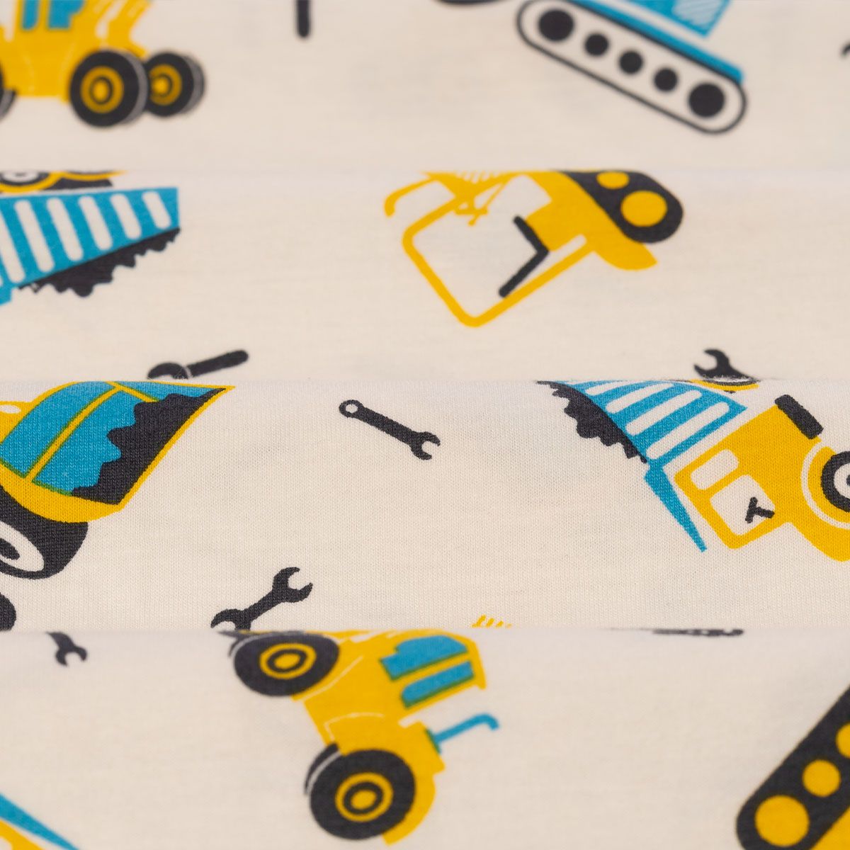 Meia Malha 30X1 Penteado Estampado -   Brum Brum Trucks Fundo Champagne