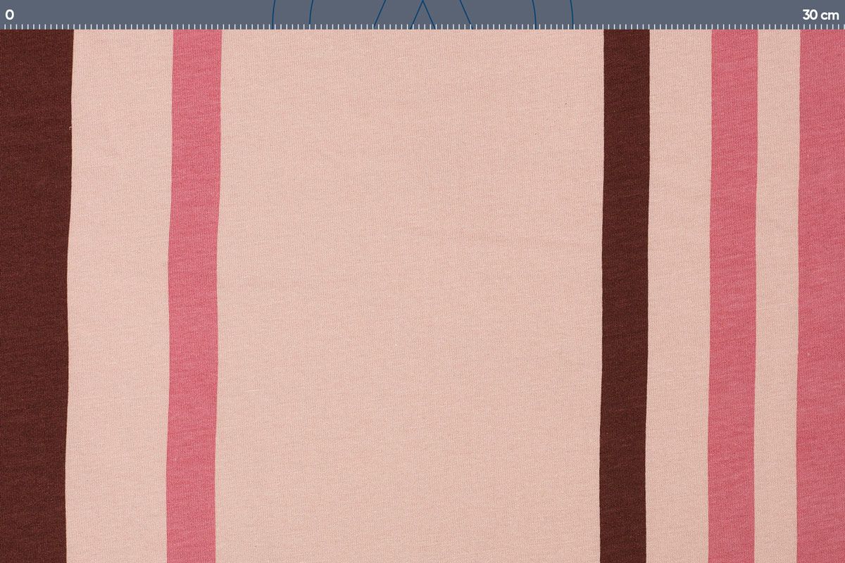 Malha King Size Estampada 30X1 Penteada -   Listrado Vinho Fundo Rosado