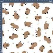 Malha Body Estampada - Amor de Capivara Fundo Champagne