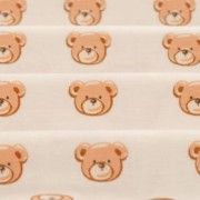 Meia Malha 30X1 Penteado Estampado - Sereno Urso Fundo Champagne