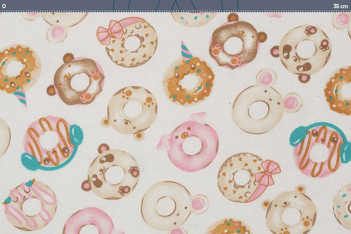 Malha Body Estampada - Donuts Divertidos Fundo Champagne