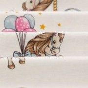 Malha King Size Estampada 30X1 Penteada -   Carrosel Encantado Fundo Champagne