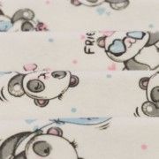 Malha Body Estampada - Panda Cute Fundo Champagne