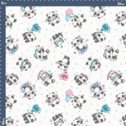 Malha Body Estampada - Panda Cute Fundo Champagne