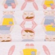 Meia Malha 30X1 Penteado Estampado -   Encanto de Boneca Fundo Branco