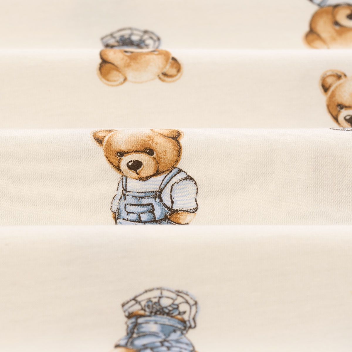 Meia Malha 30X1 Penteado Estampado - Teddy Style Fundo Champagne