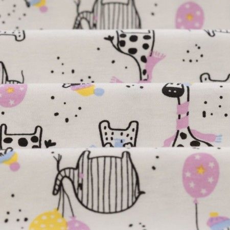 Meia Malha 30X1 Penteado Estampado - Winter Safari Fundo Champagne