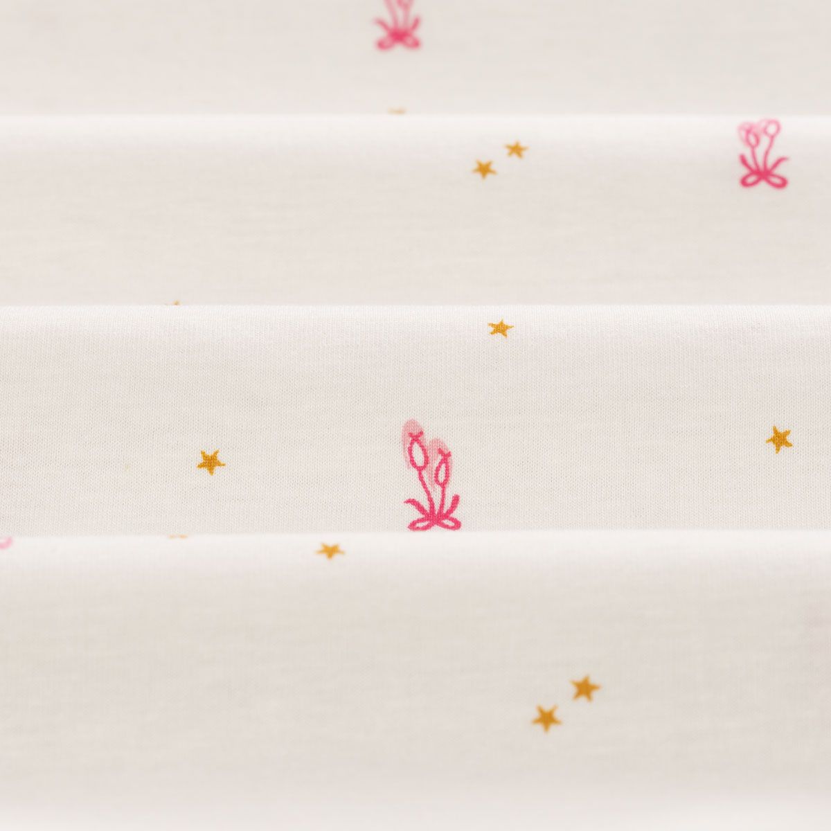 Meia Malha 30X1 Penteado Estampado - Dança nas Estrelas Fundo Champagne