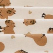 Meia Malha 30X1 Penteado Estampado - Amor de Capivara Fundo Champagne