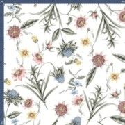 Malha King Size Estampada 30X1 Penteada -   Floral Encantado Fundo Champagne