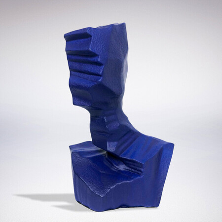 Escultura Decor Azul em Resina Face Abstrata